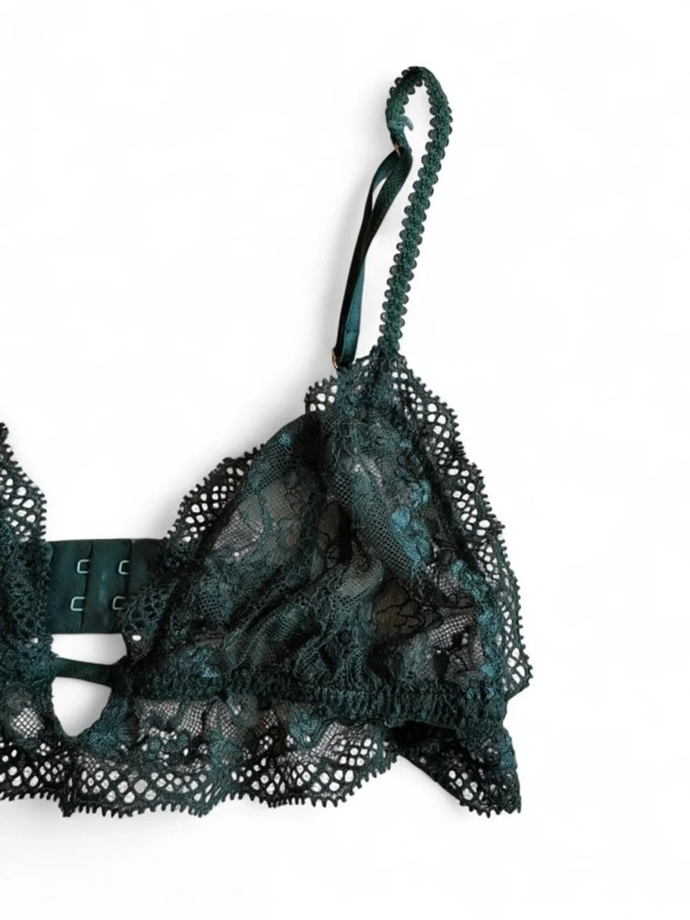 Eberjey Emerald Green Lace Bralette Triangle Bra M